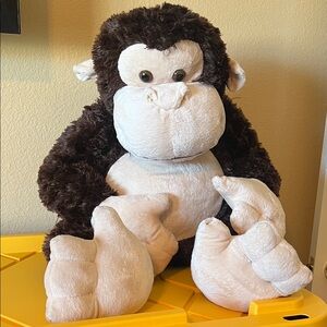 Plush Stuffed Gorilla Toy - Brown and White